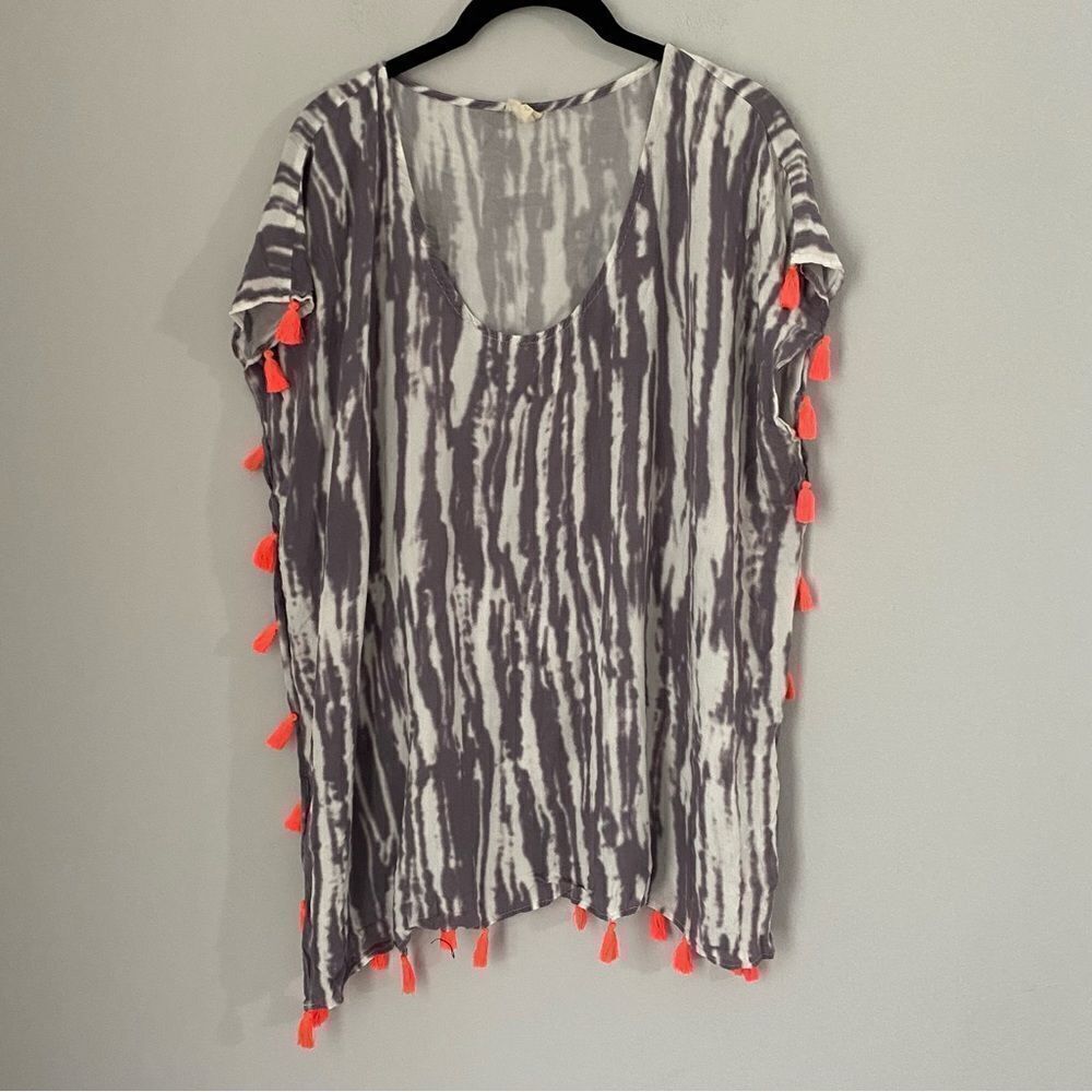 Surf Gypsy Women’s V Neck Tassel Detail Tie Dye Swim Cover Up size M
